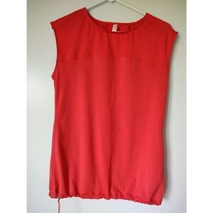 Lucy Women's Size Small Neon Coral Sleeveless High Neck Athletic Tank Top Shirt